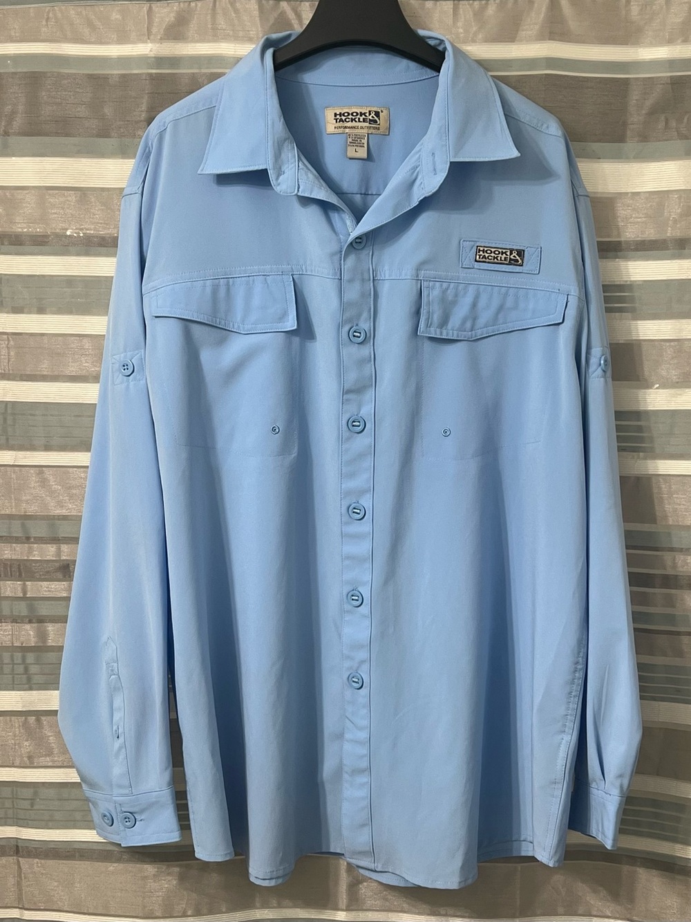 Hook & Tackle Men's Light Blue Long-Sleeve Fishing Shirt